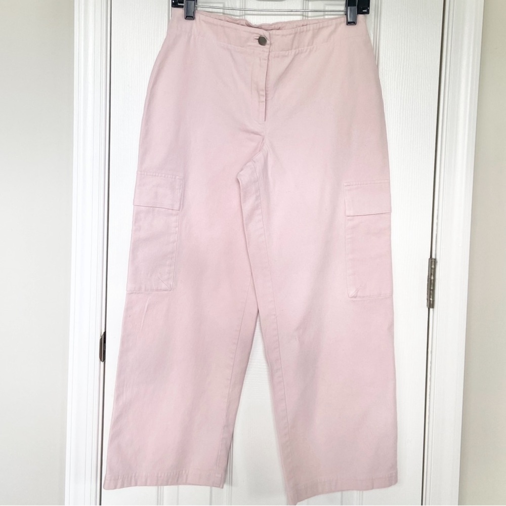 Eileen Fisher Women's Light Pink Wide Leg Crop Cargo Pocket Pants Size XS